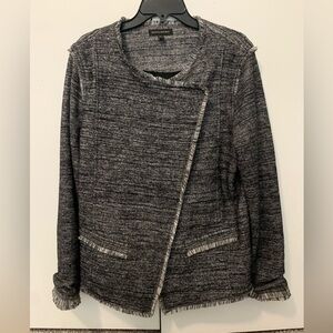 Banana Republic Tweed Fringe Asymmetrical Jacket